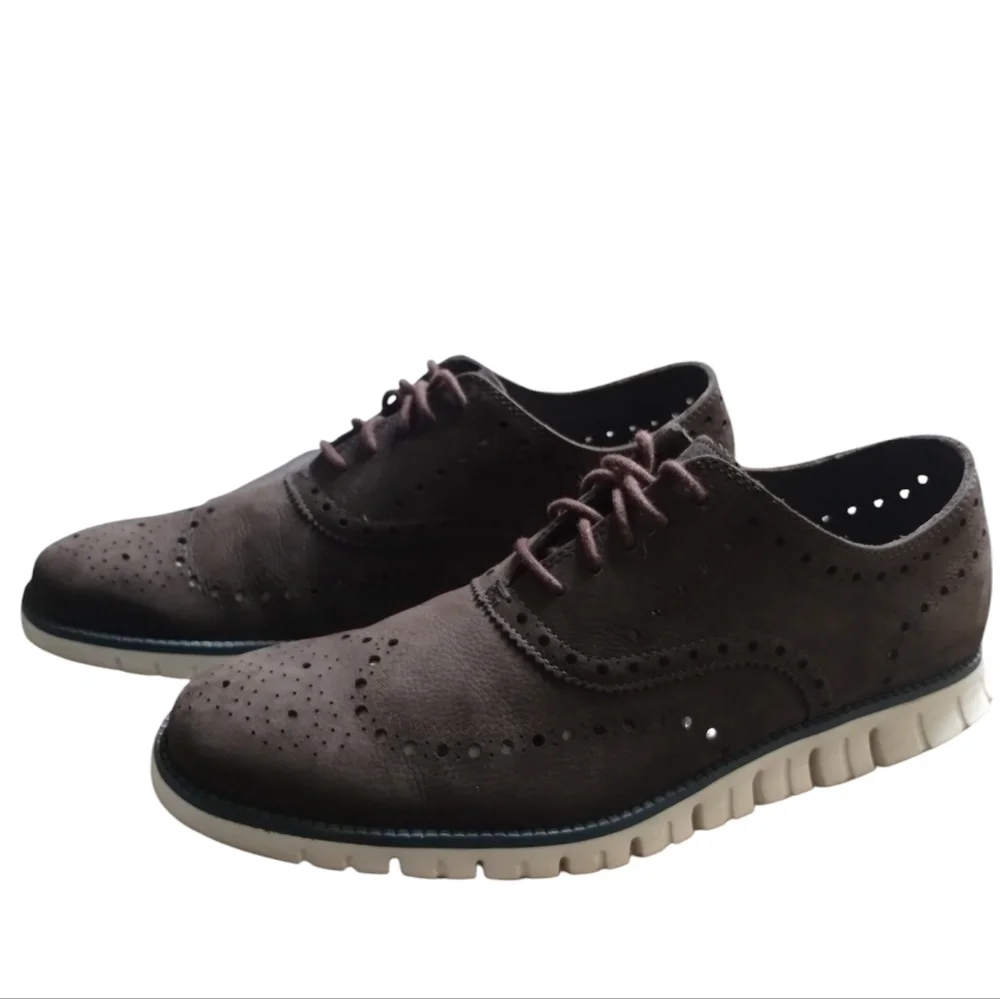 Cole Haan Men's Brown Zerogrand Wingtip Oxford‎ Shoes Men's Size 12 Quiet Luxury